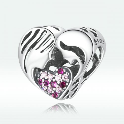 Charm en estilo Pandora con silueta de amor madre e hija - BSC575
