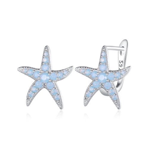 Pendientes con aros estilo Pandora con estrellas de mar - BSE840