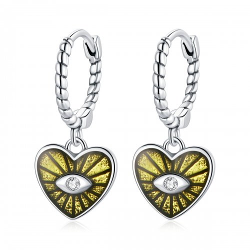 Pandora Style Love Devil Eyes - Pendientes de Aro Amarillo Limón - SCE1270