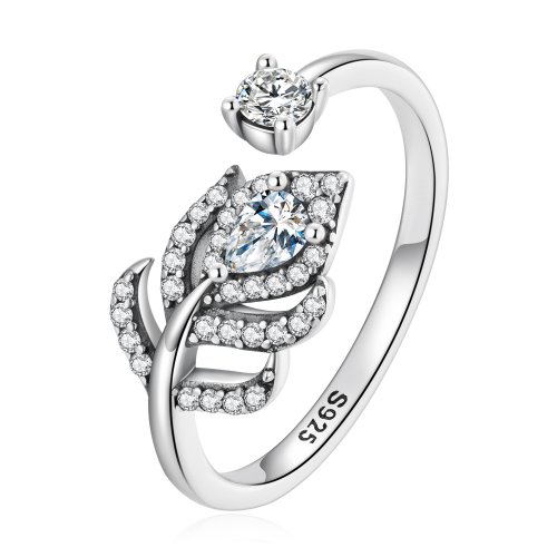 Anillo abierto estilo Pandora con pluma de pavo real - BSR299