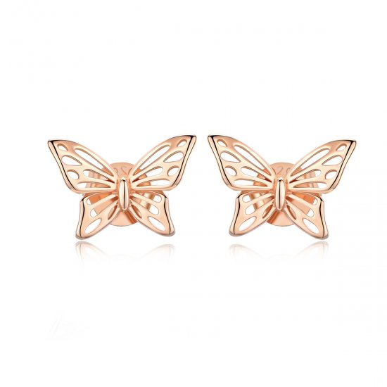Earrings de pendientes de estilo Pandora en oro rosa con mariposa - SCE452-C - Haga click en la imagen para cerrar