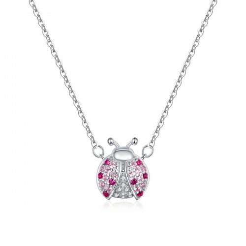 Collar de estilo Pandora Plateado con Deslumbrante Mariquita - SCN400