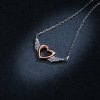Collar colgante de estilo Pandora de dos tonos con corazón y ala - BSN162
