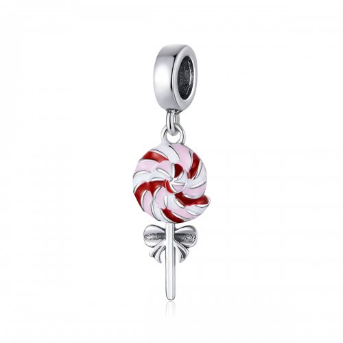 Pendiente de estilo Pandora de plata con colgante de piruleta - SCC1491