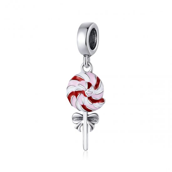 Pendiente de estilo Pandora de plata con colgante de piruleta - SCC1491 - Haga click en la imagen para cerrar