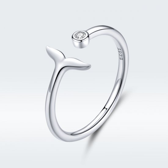 Anillo Abierto de Plata Estilo Pandora con Lágrima de Sirena - SCR618-A - Haga click en la imagen para cerrar