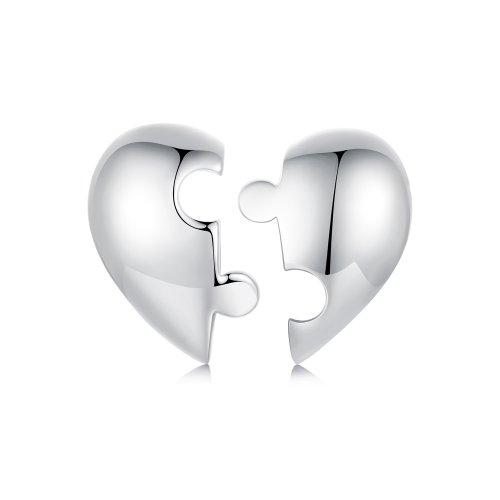 Pendientes de rompecabezas con forma de corazón estilo PANDORA - SCE1770