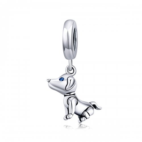 Pendiente colgante de perro robot de estilo Pandora en plata - SCC1468