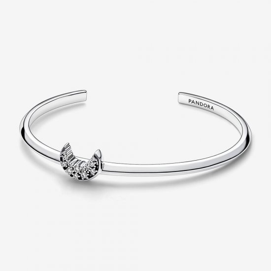 Pulsera abierta Pandora Moon de plata esterlina con circonia cúbica transparente - 592789C01 - Haga click en la imagen para cerrar