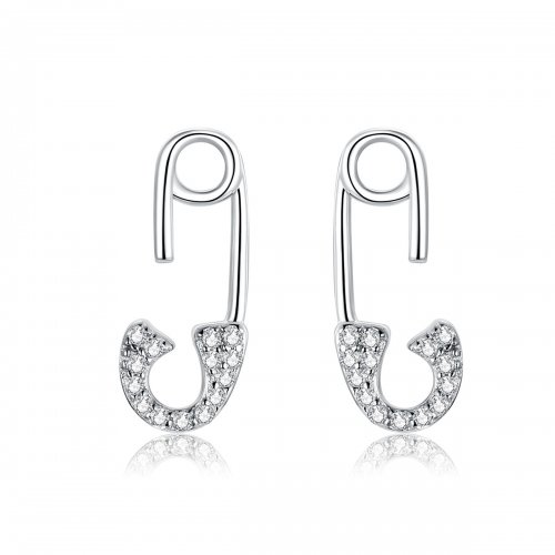 Pendientes de tuerca de seguridad estilo Pandora en plata con forma de alfiler de amor - BSE284