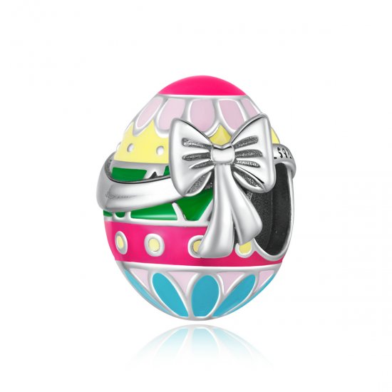 Charm de huevo de Pascua con lazo estilo Pandora - SCC2119 - Haga click en la imagen para cerrar