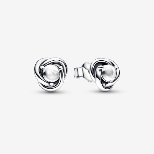 PANDORA Pendientes con forma de círculo de eternidad con piedra natal de abril - 292335C01