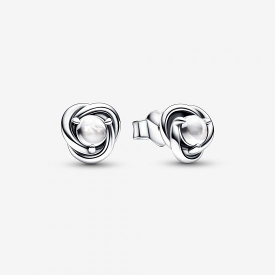 PANDORA Pendientes con forma de círculo de eternidad con piedra natal de abril - 292335C01 - Haga click en la imagen para cerrar