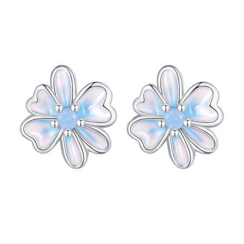 Pendientes de botón estilo Pandora con flores - SCE1572