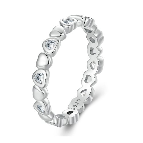 Anillo de estilo Pandora con corazones - BSR421