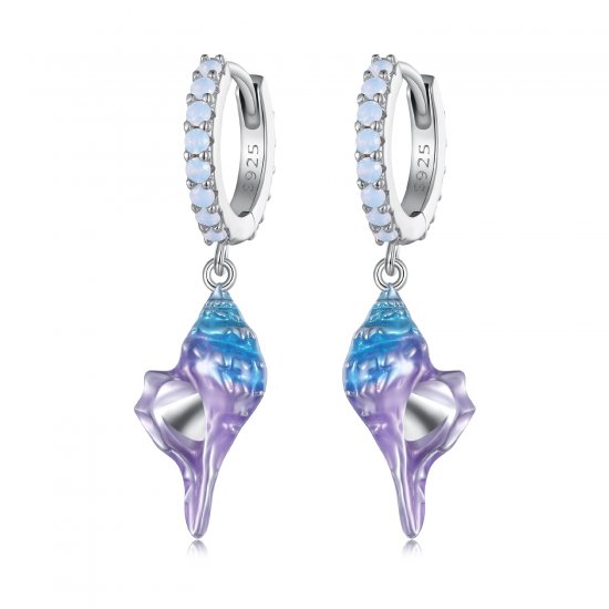 Estilo Pandora Dream Conch Aros Pendientes - BSE841 - Haga click en la imagen para cerrar