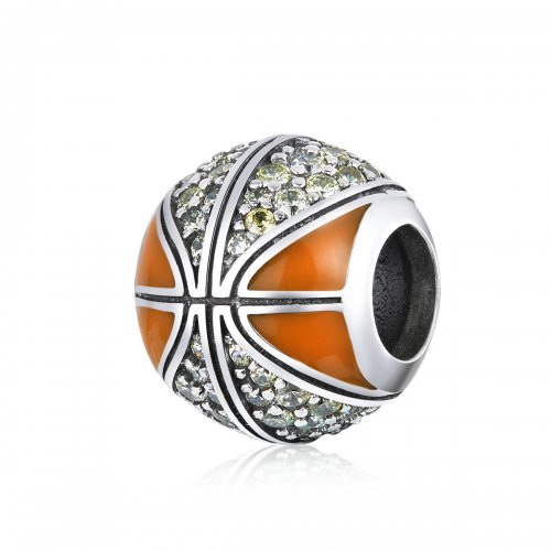 Charm de Plata Estilo Pandora con Espíritu del Baloncesto - SCC1506
