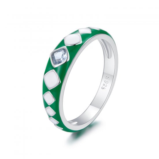 Anillo de estilo Pandora con patrón de diamantes - SCR942 - Haga click en la imagen para cerrar