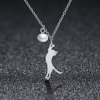 Collar de Plata estilo Pandora con Colgante de Gatito Juguetón - SCN175