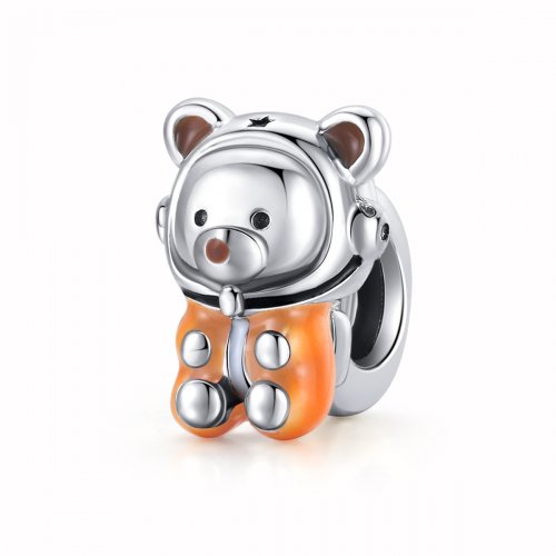 Charm de Oso Espacial de Plata al Estilo Pandora - SCC1693