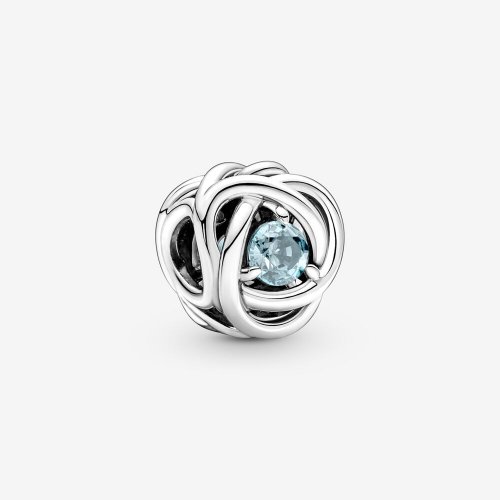 PANDORA Charm Círculo Eterno de Marzo Agua Aqua Azul - 790065C09