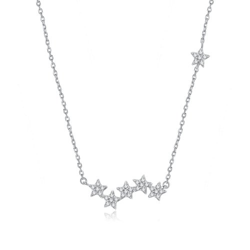 Collar colgante estilo Pandora de plata con destellantes estrellas - SCN419