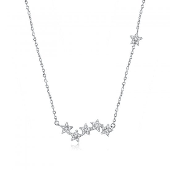 Collar colgante estilo Pandora de plata con destellantes estrellas - SCN419 - Haga click en la imagen para cerrar