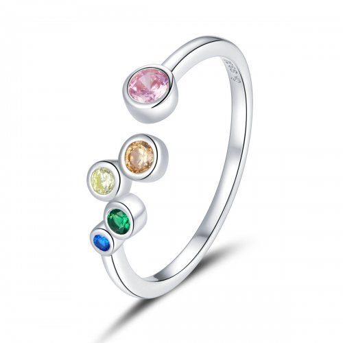 Anillo abierto estilo Pandora con burbujas coloridas - BSR149