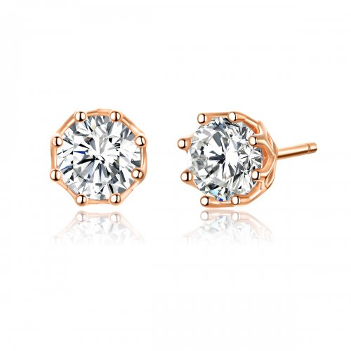 Pendientes de Estilo Pandora en Oro Rosa con Luz - SCE499-C