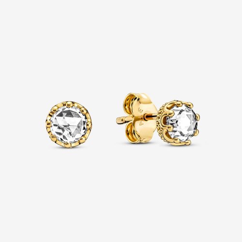 Pendientes de botón PANDORA Clear Sparkling Crown - 268311C01