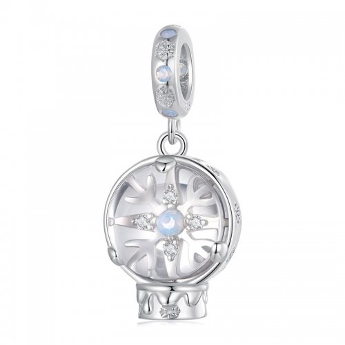 Colgante de bola de cristal con copos de nieve navideños estilo PANDORA - SCC2917