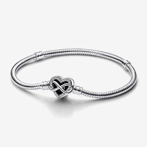 Pandora Moments Pulsera de cadena de serpiente con cierre de corazón infinito brillante - 592645C01