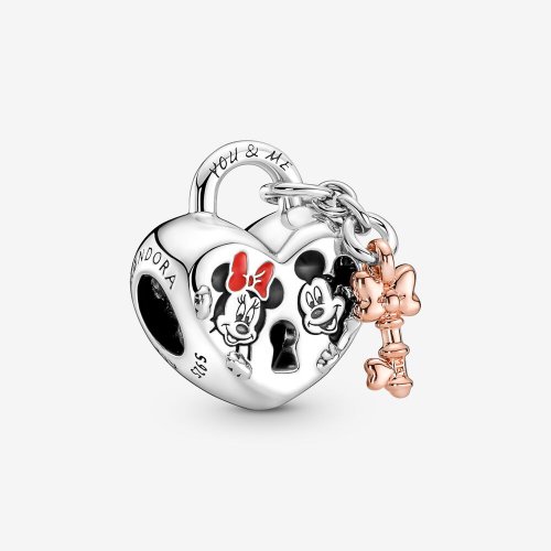 PANDORA Disney Mickey Mouse y Minnie Mouse Candado Charm - 780109C01