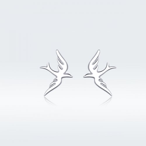Aretes de golondrina de primavera de plata estilo Pandora - BSE302