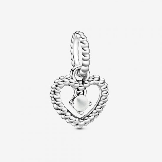PANDORA Abalorio Colgante Corazón con Cuentas Blancas Lechosas - 798854C04 - Haga click en la imagen para cerrar