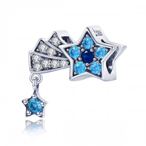 Pulsera estilo Pandora de plata con charm de estrellas y zafiro - SCC912