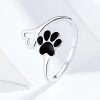 Anillo abierto de garras de gato plateado estilo Pandora - SCR584