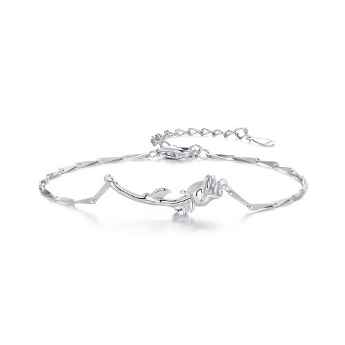 Pulsera de cadena estilo Pandora con dije en forma de rosa - BSB146