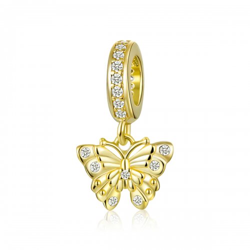 Estilo Pandora Mariposa Dorada con Baño de Oro de 18 quilates - BSC248