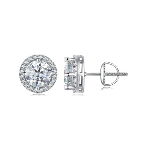 Estilo Pandora 1Ct Moissanite Pendientes de Tachuela (Dos Certificados) - MSE039