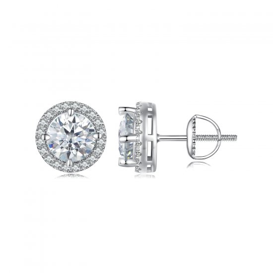 Estilo Pandora 1Ct Moissanite Pendientes de Tachuela (Dos Certificados) - MSE039 - Haga click en la imagen para cerrar