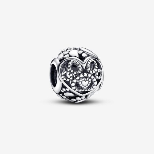 Charm de Pandora con corazones y huellas de bebé de piel - 792248C00