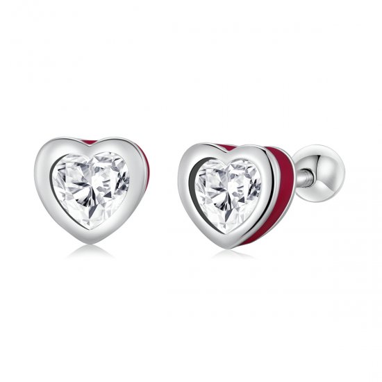 Pendientes de botón de estilo Pandora con diseño simple de amor - SCE1352-VT - Haga click en la imagen para cerrar