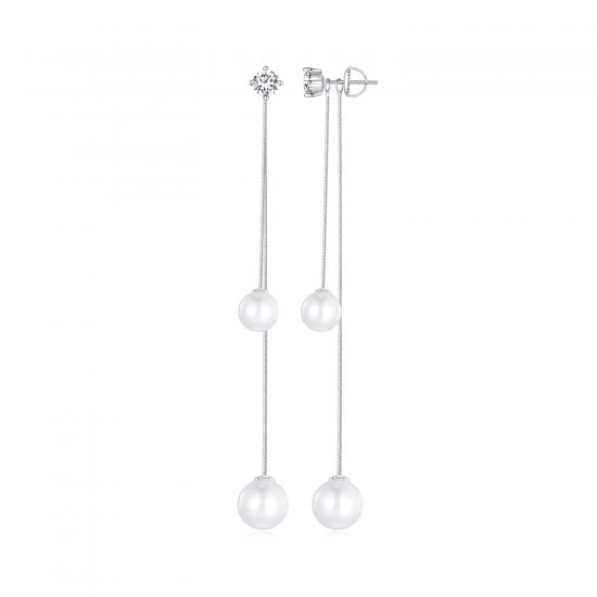 Pendientes colgantes de cuentas con borlas al estilo Pandora - BSE890 - Haga click en la imagen para cerrar