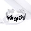 Anillo abierto de plata estilo Pandora con huella encantadora - SCR603