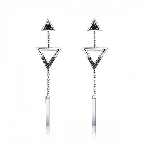 Estos aretes colgantes de estilo Pandora con geometría clásica - VSE144-A