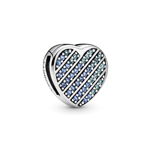 PANDORA Clip Encanto Corazón Pavé Azul - 799346C01