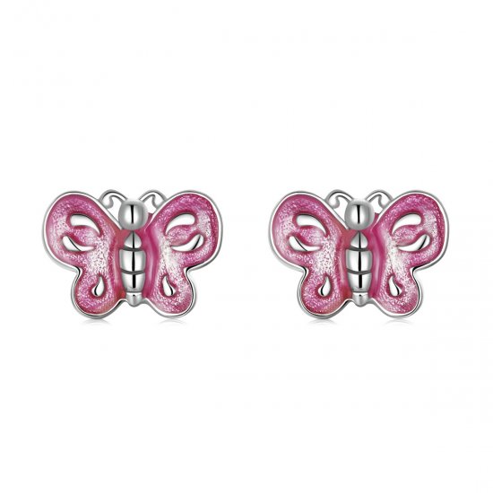 Estilo Pandora Pendientes de Mariposa Rosa - SCE1344 - Haga click en la imagen para cerrar