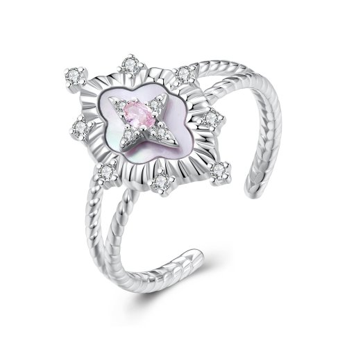 Anillo abierto con concha rosa estilo PANDORA Starlight - YIR244-E