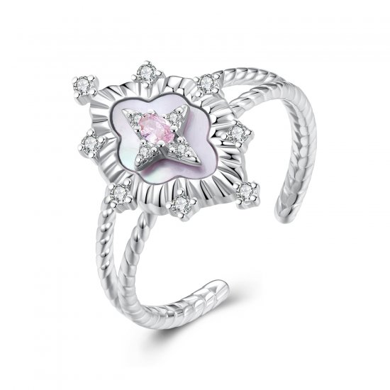 Anillo abierto con concha rosa estilo PANDORA Starlight - YIR244-E - Haga click en la imagen para cerrar